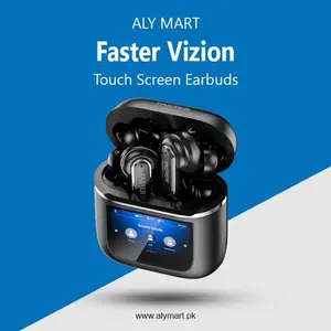 Faster Vizion Wireless Earbuds – Touch Screen Display, ENC Technology, Built-in Equalizer, Up to 35 Hrs Playtime