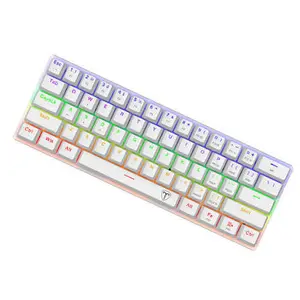 T-Dagger Arena White TGK321 61-Key 60% Mechanical Gaming Keyboard with Blue Switches, Rainbow Backlight & Full Key Rollover