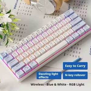 G61 RGB Backlit 61-Key Mechanical Keyboard – Tri-Mode Type-C Wired, 2.4GHz Wireless, Bluetooth 5.0