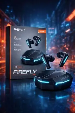Faster Firefly Wireless Earbuds – IPX4 Water Resistance, Ultra-Low Latency, RGB Lighting, HiFi Audio