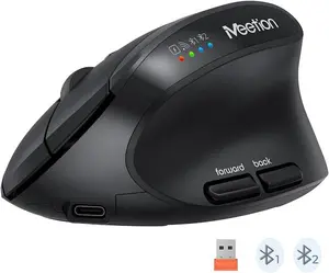 Meetion BTM008 Ergonomic Wireless Mouse – 2.4G + Dual Bluetooth, Up to 2400 DPI, 100 Hours Battery