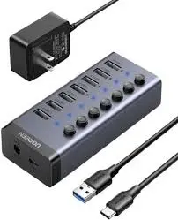 UGREEN USB-C to 7-Port USB-A 3.0 Hub DC 12V EU for Multiple Device Connectivity