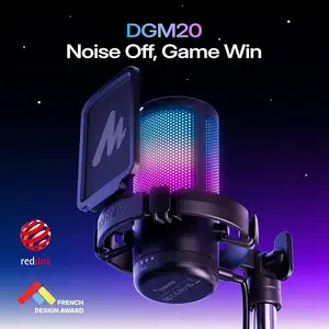 MAONO DGM20S Wireless RGB Condenser Podcast Microphone with Stand 2.4GHz Gaming Streaming Mic