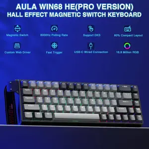 AULA Win68 HE Pro Light Grey + Dark Grey Wing Chun Magnetic Switch Mechanical Gaming Keyboard
