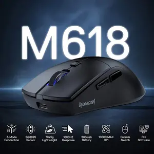 Redragon M618 AZZMACH Lite Wireless RGB Gaming Mouse Tri-Mode BT/2.4G/Wired 10000 DPI Ultra-Light 70G Gaming Mouse
