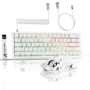 Attack Shark X68PRO HE Tri-Mode Wireless Rapid Trigger Keyboard – 60% Magnetic Switch, RGB, Coiled Cable, White Contour