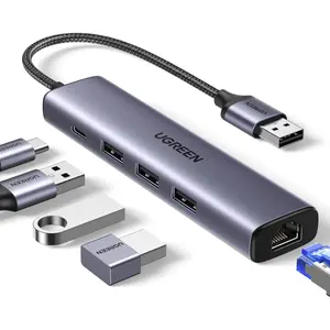 UGREEN USB 3.0 to 3x USB 3.0 Plus Gigabit Ethernet Hub with Type-C PD