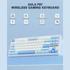 AULA F87 Sea Salt Blue (Light Blue + White + Dark Blue) Greywood Switch V3 Tri-Mode Mechanical Gaming Keyboard - Wireless Hot-Swap RGB