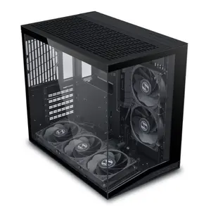 Lian Li O11DMIV2FX O11 Dynamic Mini V2 Flow ATX Mid-Tower Case – Black, 5 Pre-Installed Non-RGB Fans, Tempered Glass Gaming PC Case