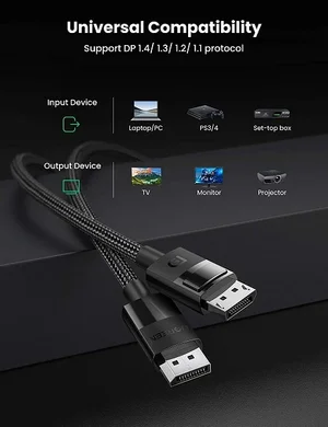 UGREEN 80393 DisplayPort Cable 3M – DP Male to Male Braided High Speed 4K Display Cable
