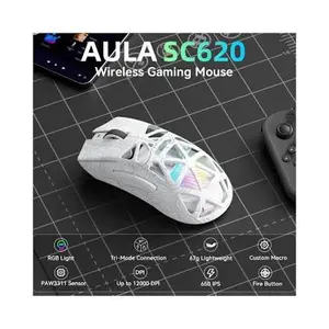 AULA SC620 Honeycomb PAW3311 12000DPI Wireless Gaming Mouse White