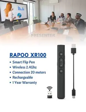 Rapoo XR100 Wireless Presenter Smart Flip Pen – 2.4GHz Red Laser Pointer & Slide Clicker