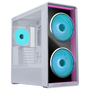 Lian Li LAN217INFW LANCOOL 217 INF ATX Mid-Tower Case – White, Infinity Mirror Tempered Glass Front, 2x170mm + 140mm Fans, E-ATX