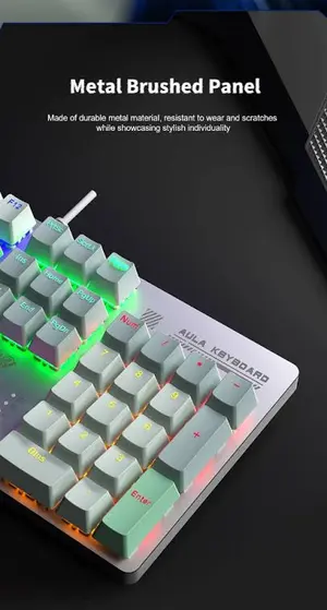 AULA S500 White + Green Red Switch Mechanical Gaming Keyboard