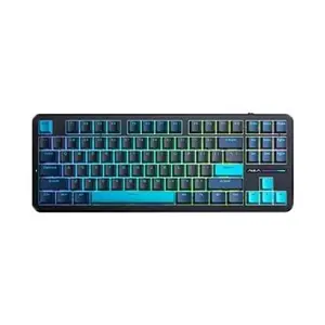 AULA F87 Dark Blue + Black + Cyan Graywood Switch V4 Tri-Mode Mechanical Gaming Keyboard - Wireless Hot-Swap RGB