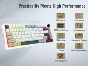 E-YOOSO Z-82 TRI MODE RGB Mechanical Keyboard White Gray