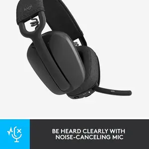 Logitech ZONE Vibe Wireless UC Bluetooth Headset Graphite - Unified Communications, Noise-Cancelling Mic (981-001199)