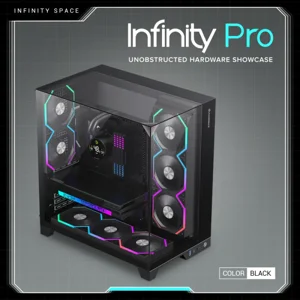 GameMax Infinity Pro ARGB Panoramic Tempered Glass Mid-Tower Case Black