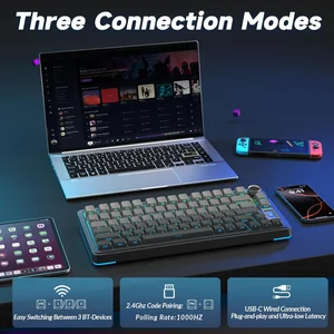 AULA S75 Pro Gradient Grey Side Engraved Star Vector Switch Tri-Mode Mechanical Gaming Keyboard - Wireless Hot-Swap RGB