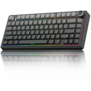 AULA F75 Black Panel + Black Dark Gray Milk White Switch Tri-Mode Mechanical Gaming Keyboard - Wireless Hot-Swap RGB