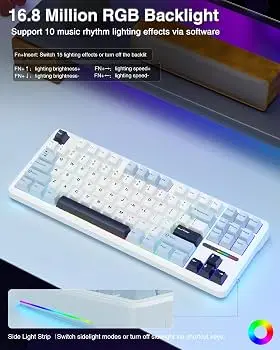 AULA F87 Pro V2 Glacier Blue (Light Blue + White + Black Purple) Star Vector Switch Tri-Mode Mechanical Gaming Keyboard - Wireless Hot-Swap RGB