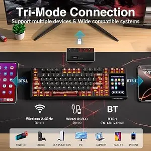 AULA L99 Crimson Shadow (Red + Black) Caramel Latte Switch Tri-Mode Mechanical Gaming Keyboard - Wireless Hot-Swap RGB
