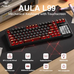 AULA L99 Crimson Shadow (Red + Black) Caramel Latte Switch Tri-Mode Mechanical Gaming Keyboard - Wireless Hot-Swap RGB