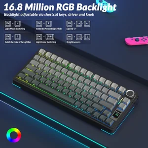 AULA S75 Pro Gradient Grey Side Engraved Star Vector Switch Tri-Mode Mechanical Gaming Keyboard - Wireless Hot-Swap RGB