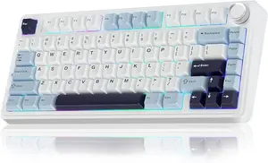 AULA F75 Max Glacier Blue (Light Blue + White + Black Purple) Reaper Switch Tri-Mode Mechanical Gaming Keyboard - Wireless Hot-Swap RGB