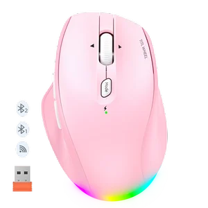 Meetion BTM007 Rechargeable Ergonomic Wireless Mouse – 2.4G + Dual Bluetooth, RGB, Up to 2400 DPI