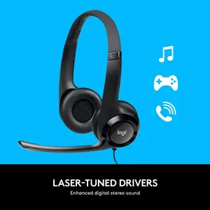 Logitech H390 USB-C Wired Headset – Noise-Cancelling Rotating Mic, In-Line Controls, Plug & Play