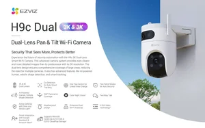 EZVIZ H9c Dual 2K WiFi Outdoor Pan & Tilt Security Camera – Dual-Lens, Wide-Angle, Full-Color Night Vision, AI Tracking
