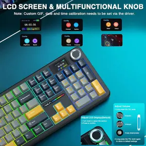 AULA F108 Pro Grey + Orange + Deep Grey Reaper Switch Tri-Mode Mechanical Gaming Keyboard - Wireless Hot-Swap RGB