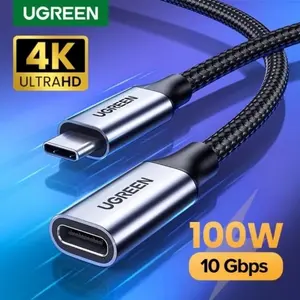 UGREEN 30205 USB-C 3.1 Gen 2 Extension Cable – 10Gbps, 100W PD, 4K@60Hz, 1 Meter