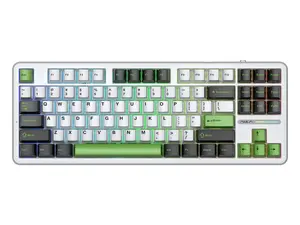 AULA F87 Black + White + Green Graywood Switch V3 Tri-Mode Mechanical Gaming Keyboard - Wireless Hot-Swap RGB