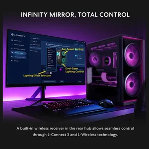 Lian Li LAN217INFX LANCOOL 217 INF ATX Mid-Tower Case – Black, Infinity Mirror Tempered Glass Front, 2x170mm + 140mm Fans, E-ATX