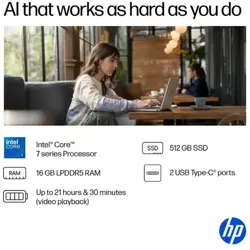 HP OmniBook 5 Flip 14-FP0023DX Intel Core 7 150U 16GB DDR5 512GB SSD 14” 2K Touch x360 2-in-1 Laptop Backlit Keyboard Windows 11 Glacier Silver
