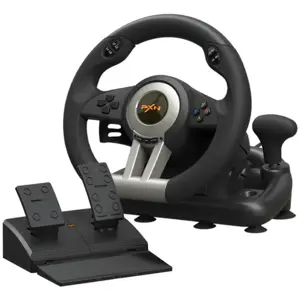 PXN V3 Pro Gaming Racing Steering Wheel, 180° Steering, Dual Vibration, Linear Pedals, Black