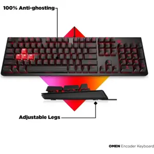OMEN By HP Encoder Mechanical Gaming Keyboard, CHERRY MX Red Switches, LED Backlit, 100% Anti-Ghosting