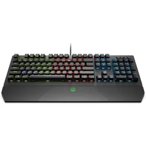 HP Pavilion Gaming RGB Mechanical Keyboard 800, Linear Switches, 4-Zone LED Backlighting, Built-In 3.5mm Port, Detachable Wrist Rest