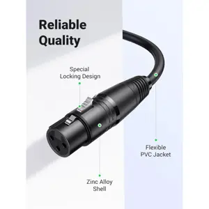 Ugreen XLR Cable, XLR Male To Female Microphone Extension Cable 2M For Amplifiers, Microphones, Mixer, Preamp, Speaker System Or Other Professional Recording (Black)