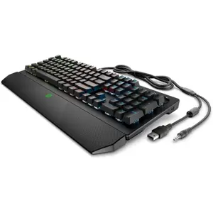 HP Pavilion Gaming RGB Mechanical Keyboard 800, Linear Switches, 4-Zone LED Backlighting, Built-In 3.5mm Port, Detachable Wrist Rest