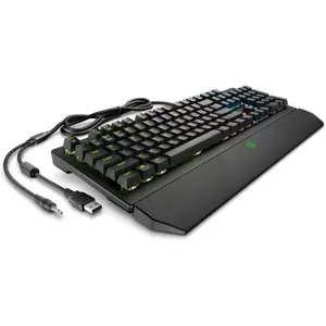HP Pavilion Gaming RGB Mechanical Keyboard 800, Linear Switches, 4-Zone LED Backlighting, Built-In 3.5mm Port, Detachable Wrist Rest