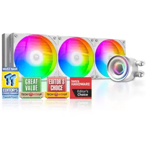 ID-COOLING FX360 INF White Water Cooling System, 360mm Radiator, 3x120mm Fans, 300-2000rpm, ARGB, Max TDP 350W, LGA1851 1700 1200 115X AM5 AM4, White