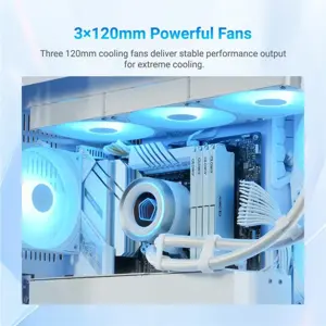 ID-COOLING FX360 INF White Water Cooling System, 360mm Radiator, 3x120mm Fans, 300-2000rpm, ARGB, Max TDP 350W, LGA1851 1700 1200 115X AM5 AM4, White