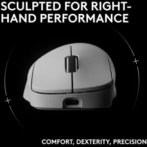 Logitech G PRO X SUPERLIGHT 2 DEX LIGHTSPEED Wireless Gaming Mouse 60g, 5 Programmable Buttons, 44k DPI Sensor, 8K Polling, USB-C Charging, White 910-007366