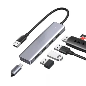 UGREEN 50985 Ultra Slim 4 Port USB 3.0 Hub with 5Gbps Data Transfer Powered USB C