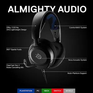 SteelSeries Arctis Nova 1P Multi-System Wired Gaming Headset - 61611 - Black