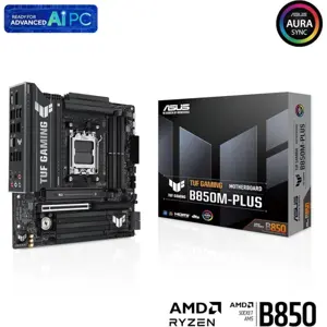 ASUS TUF Gaming B850M-PLUS Motherboard, AMD B850, Socket AMD AM5, mATX, DDR5, PCIe 5.0, 2X PCIe 4.0 M.2, Aura Sync