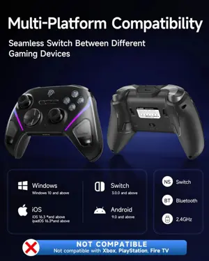 EasySMX D10 Space Black Wireless Gamepad Pro PC Controller with TMR Sticks & Charging Dock
